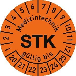 Moedel Prüfplakette Medizintechnik STK 2020-2025, Polyesterfolie, Ø 30 mm, VE: 10 Stück/Bogen, 98639