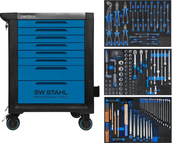 SW-Stahl Profi-Werkstattwagen TT801, blau, bestückt, 213-teilig, Z3116