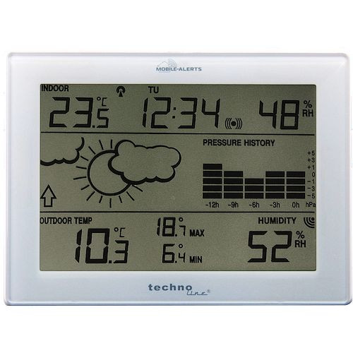 Technoline Wetterstation, DCF-77 Funkuhr, Abmaße: 127 x 30 x 171 mm, MA 10410