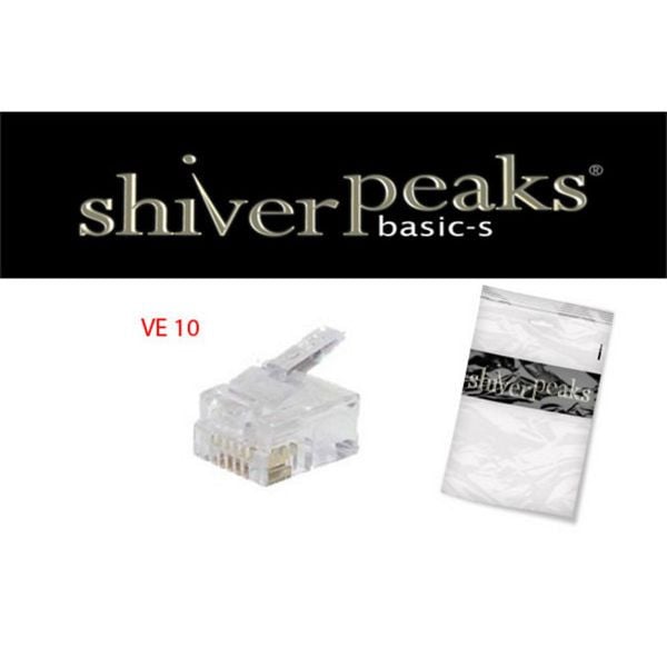 shiverpeaks BASIC-S, Netzwerk Modular-Stecker RJ12 6polig, 6 Kontakte belegt, für Rundkabel, vergoldete Kontakte, VE: 10 Stück, BS72050-R10