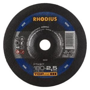 Rhodius TOPline FTK67 Freihandtrennscheibe, Durchmesser [mm]: 180, Stärke [mm]: 2.5, Bohrung [mm]: 22.23, VE: 25 Stück, 202407