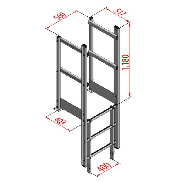 HYMER Ausstieg schmal mit Handlauf, Aluminium, 0054054