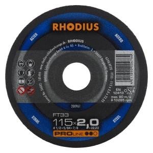 Rhodius PROline FT33 Freihandtrennscheibe, Durchmesser [mm]: 115, Stärke [mm]: 2, Bohrung [mm]: 22.23, VE: 25 Stück, 200961