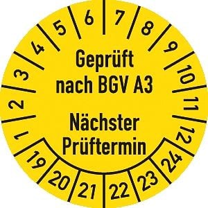 Moedel Prüfplakette Geprüft nach... 2019 - 2024, Dokumentenfolie, Ø 30 mm, VE: 10 Stück/Bogen, 56149