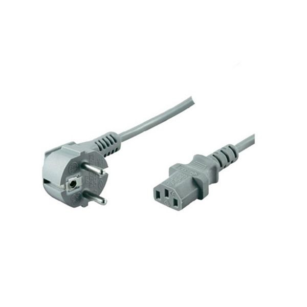 shiverpeaks BASIC-S, Netzanschlusskabel, Schutzkontaktstecker 90° auf Kaltgerätebuchse, 230 V für Kaltgeräte, CEE7/7-C13, VDE, grau, 5,0m, BS60006-5GR