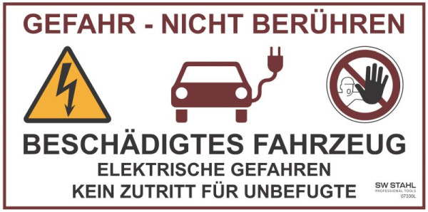 SW-Stahl Klebeetikett für beschädigte E-Fahrzeuge, 07330L