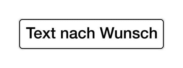 Schilder Klar Parkplatzschild Text nach Wunsch, Grundfarbe: weiß, ohne Symbol, 523x113x0.6 mm Aluminium geprägt, 1150/01