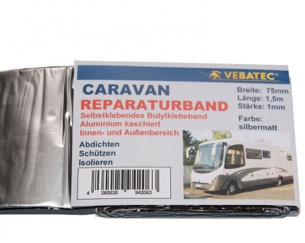 Vebatec Caravan Reparaturband Aluminium, Farbe: silbermatt, 75mm x 1,5m, 170