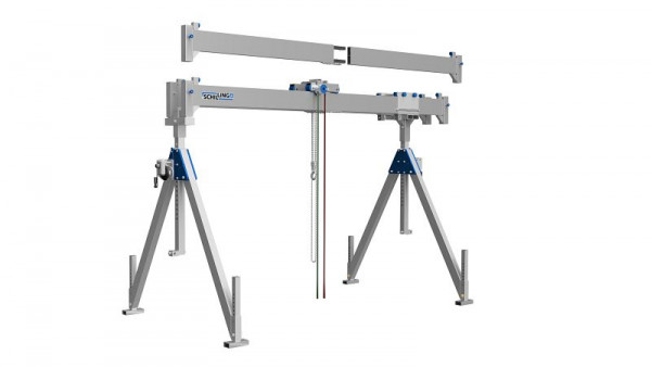 SCHILLING Alu-Portalkran, stationär, klappbar, teilbarer 4 m Träger, hoch, Traglast 2.000 kg, 1532040-48