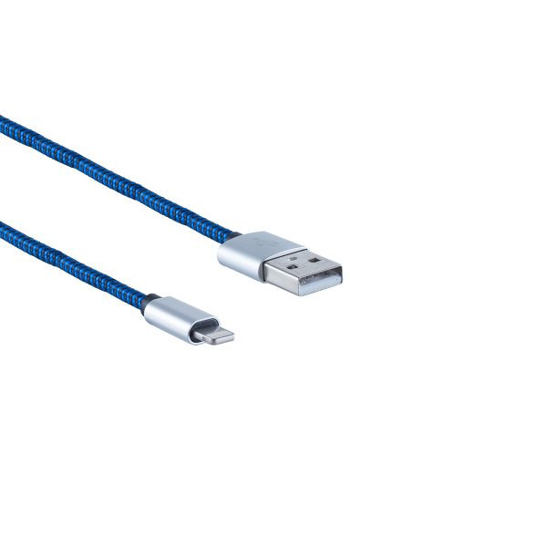 shiverpeaks BASIC-S, Lightning 8-Pin Ladekabel, USB-A-Stecker auf Lightning Stecker, Nylon, blau, 0,3m, BS14-50016