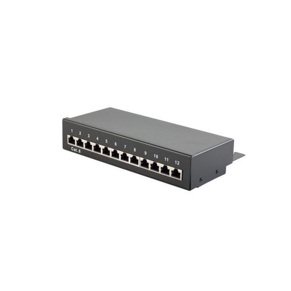 shiverpeaks BASIC-S, Mini Patchpanel/ Patchfeld cat6 Desktop Gehäuse 12-Port schwarz, BS75072