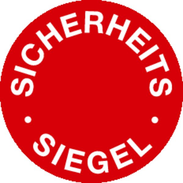 Schilder Klar Sicherheitssiegel, rot/weiß, 30 mm Dokumentenfolie selbstklebend, 67/68