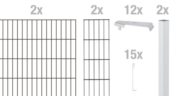 Alberts Cluster-Gabionen-Set, Stahl, verzinkt anthrazit kunststoffbeschichtet RAL 7016, zum Einbetonieren, 2 m x 800 mm, 642075