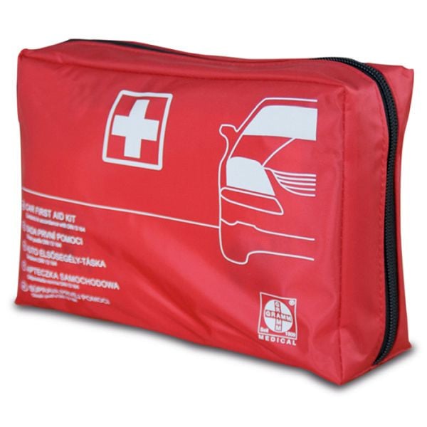 Stein HGS KFZ-Verbandtasche, Trio /450x130x50mm, inkl. Euro-Warndreieck, Warnweste, und Klettband zur Befestigung im Kofferraum, 25403