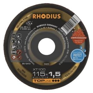 Rhodius TOPline XT100 Extradünne Trennscheibe, Durchmesser [mm]: 115, Stärke [mm]: 1.5, Bohrung [mm]: 22.23, VE: 25 Stück, 210221