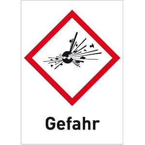 Moedel Explosiv (GHS 01) Gefahr, Folie, 52x74 mm, VE: 10 Stück/Bogen, 56339