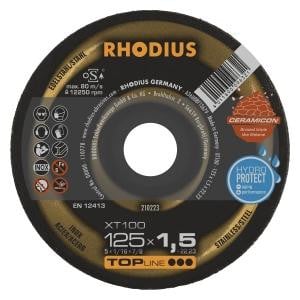 Rhodius TOPline XT100 Extradünne Trennscheibe, Durchmesser [mm]: 125, Stärke [mm]: 1.5, Bohrung [mm]: 22.23, VE: 25 Stück, 210223