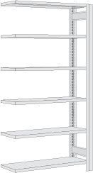 Regalwerk BERT-Ordnerregal für Standard-Ordner - Anbaufeld HxBxT 2000x1285x600mm 6 Stahl-Fachböden für 5 Ordner-Ebenen, B3-35113-60