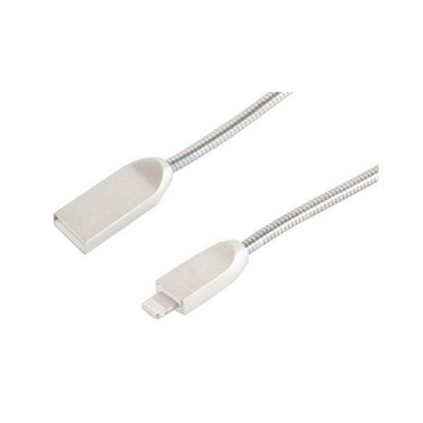 shiverpeaks BASIC-S, Lightning Lade-Sync USB A Stecker auf 8-pin Stecker, Metallumantelung (Steel) Silber 1m, BS14-13001