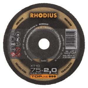 Rhodius TOPline XT10 MINI Extradünne Mini Trennscheibe, Durchmesser [mm]: 75, Stärke [mm]: 2, Bohrung [mm]: 6, VE: 25 Stück, 206804