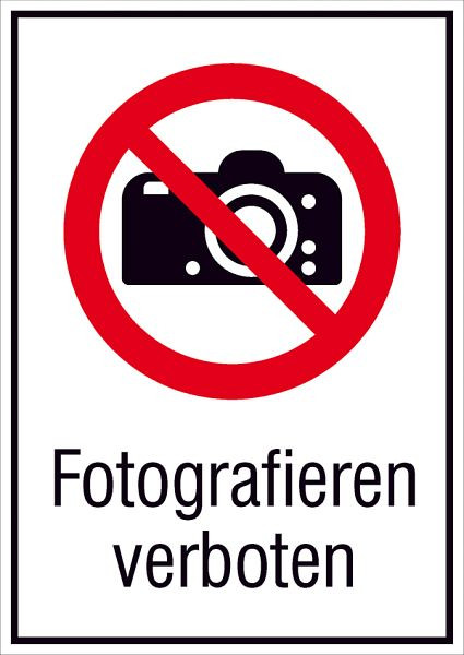 SafetyMarking Verbots-Kombischild, Fotografieren verboten, BxH 13,1x18,5 cm, Folie, selbstklebend, 21.A6210