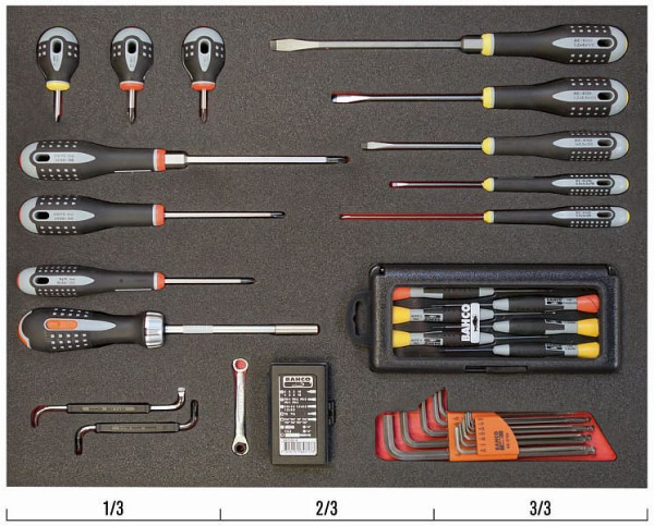 Bahco 3/3 Einlage, Schraubendreher + Bits, 61-teilig, FF1A17