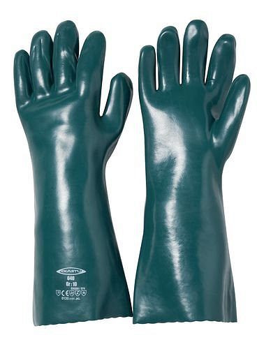 EKASTU Safety Chemikalien-Schutzhandschuhe, baumwollgefüttert, 400mm Stulpe, Kategorie III, Gr.10, VE: 1 Paar, 123674