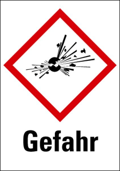 Schilder Klar Gefahrstoffkennzeichnung Gefahr Explosionsgefährlich, Etiketten einzeln, 37x52 mm Folie selbstklebend, 470/61