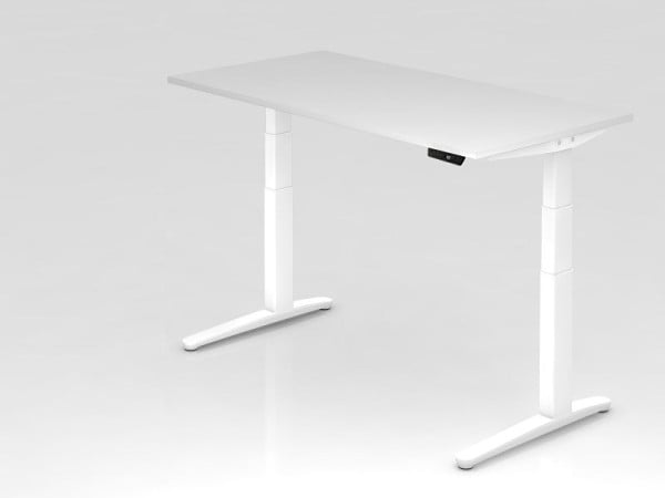 Hammerbacher Sitz-Steh-Schreibtisch elektrisch 160x80cm Weiß/Weiß, Rechteckform, VXBHM16/W/WW