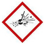 DENIOS GHS 01 Schild, Symbol "Explodierende Bombe", Folie, SK, 52 x 52 mm, VE: 10 Bogen à 6 Stück, 193033