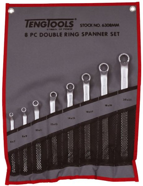 Teng Tools Doppelringschlüssel-Set, Werkzeugrolle, 8 Teile, 6308MM