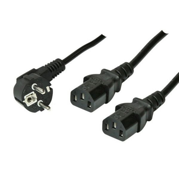 S-Conn Y-Netzanschlusskabel, Schutzkontaktstecker an 2x Kaltgerätebuchse, 1,8 m, 60018