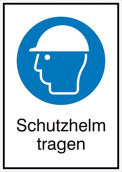 SafetyMarking Gebots-Kombischild, Schutzhelm tragen, BxH 13,1x18,5 cm, Folie, selbstklebend, 21.A7180