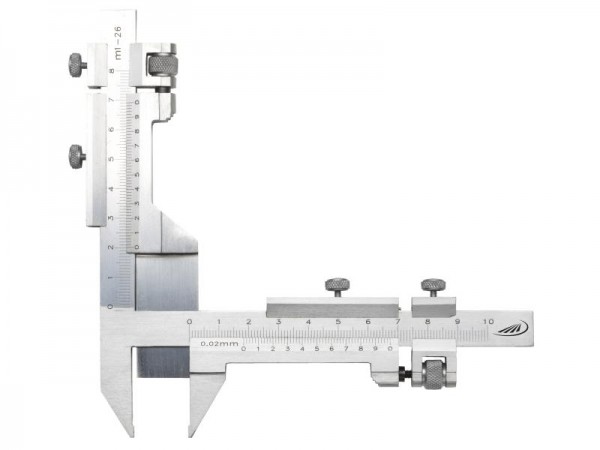 HELIOS PREISSER Zahnmessschieber, rostfreier Stahl, gehärtet, 1/50 Modul, Messbereich 0 - 26 mm, 268201