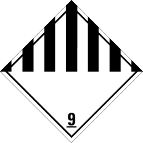 Schilder Klar Verpackungskennzeichnung Gefahrenklasse 9, Verschiedene gefährliche Stoffe und Gegenstände, 100x100 mm Folie selbstklebend, 565/61