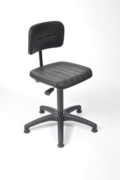 Lotz Arbeitsstuhl, Sitz und Rücken PU-4500 schwarz, Kunststoff-Fußkreuz schwarz, großflächige Bodengleiter, Sitzhöhe 435-625 mm, 6162.01