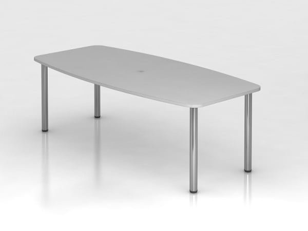 Hammerbacher Konferenztisch 220cm/4 Chromfüße Grau, tonnenförmig, VKT22C/5/C