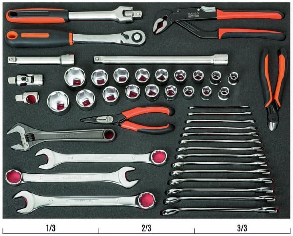 Bahco 3/3 Einlage, Schraubenschlüssel & Steckschlüssel-Einsätze, 46-teilig, FF1A37