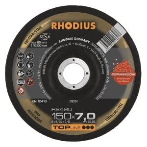 Rhodius TOPline RS480 Schruppscheibe, Durchmesser [mm]: 150, Stärke [mm]: 7, Bohrung [mm]: 22.23, VE: 10 Stück, 210234