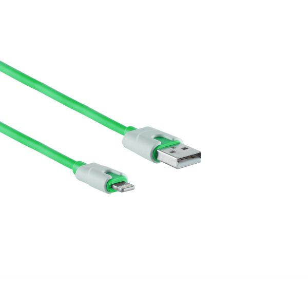 S-Conn Lightning 8-Pin Ladekabel, USB-A-Stecker auf Lightning Stecker, grün, 2m, 14-50012