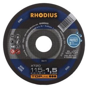 Rhodius TOPline XT20 Extradünne Trennscheibe, Durchmesser [mm]: 115, Stärke [mm]: 1.5, Bohrung [mm]: 22.23, VE: 50 Stück, 206172