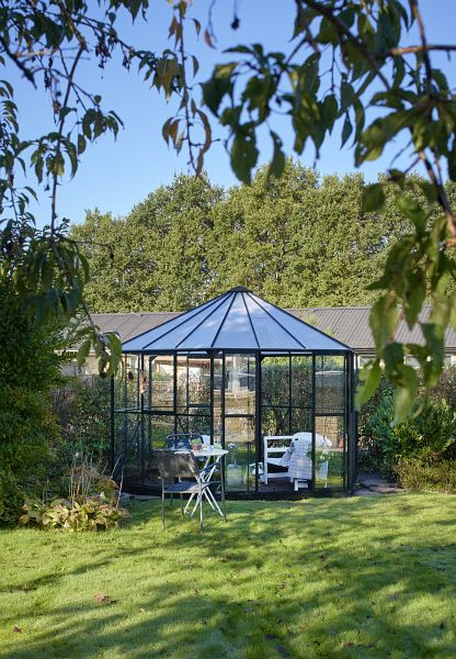 Halls Gewächshaus Atrium Schwarz mit 3mm Sicherheitsglas, F09525