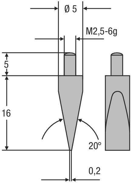 HELIOS PREISSER Messeinsatz, M2, 5mm, 20° Keilform, Fläche 0,2 mm, 710192