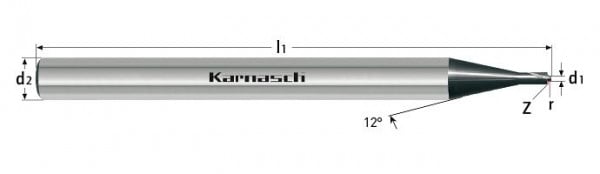 Karnasch VHM-Micro-Viertelkreis-Profilfräser r= 0,5 mm konkav OXS-V2, 3064950050