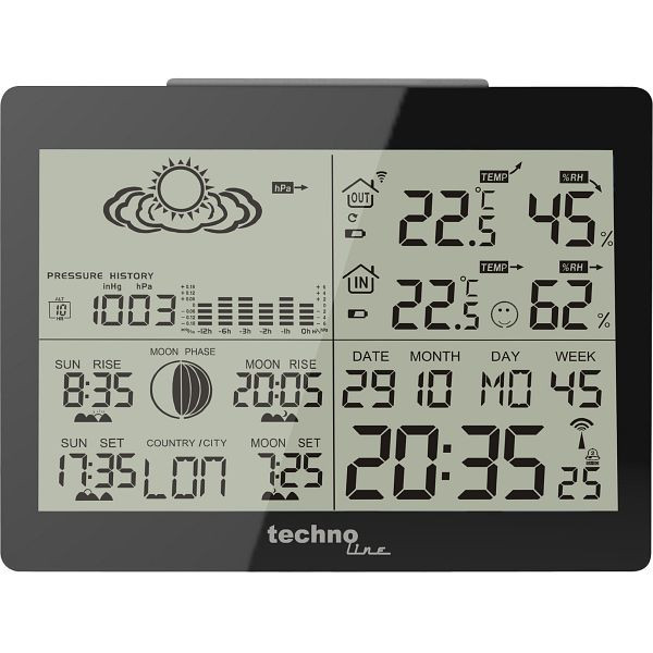 Technoline Wetterstation, DCF-77 Funkuhr mit manueller Einstelloption, Abmaße: 145 x 110 x 45 mm, WS 6760