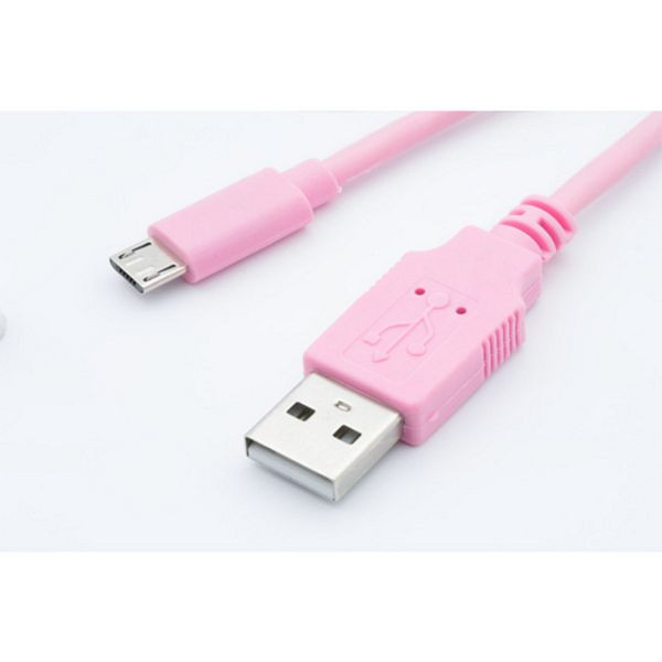 S-Conn USB-Lade- und Synckabel USB A Stecker auf USB micro B Stecker, pink 1,8m, 33090-P