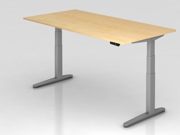 Hammerbacher Sitz-Steh-Schreibtisch elektrisch 200x100cm Ahorn/silber, Rechteckform, VXBHM2E/3/SS