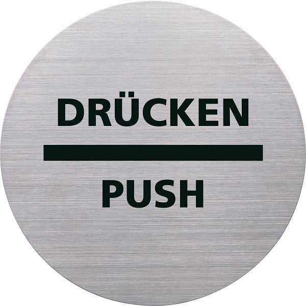 helit Piktogramm-"drücken/ push" "the badge", VE: 10 Stück, Edelstahl, H6271700