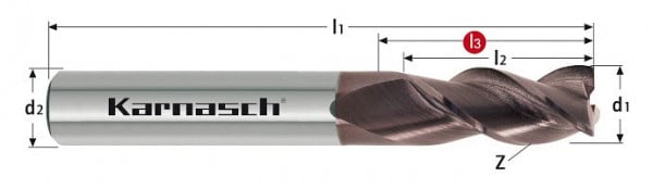 Karnasch VHM-HPC Schaftfräser Exotic d= 8,0 / L3= 27 INOX-F², 307415080027