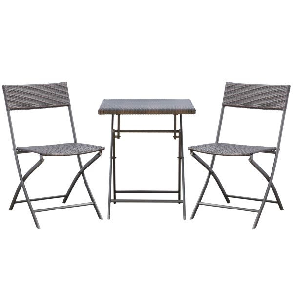 Outsunny Bistroset Polyrattan 3teilig Sitzgruppe Essgruppe Gartenmöbel Garnitur, 841-093